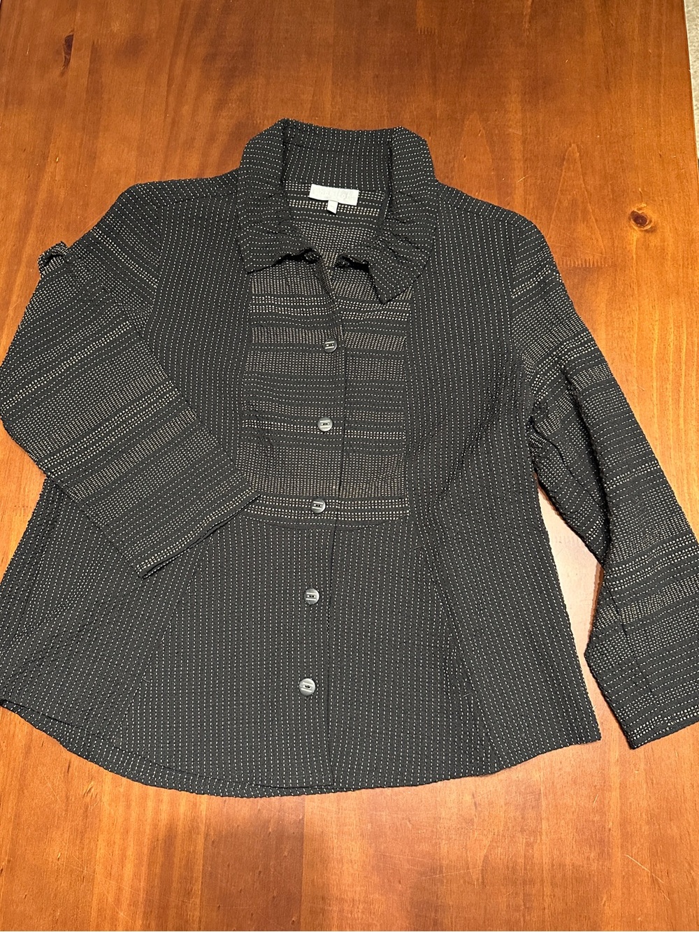 Habitat Black Textured Button-Front Shirt with Subtle Stitch Detailing